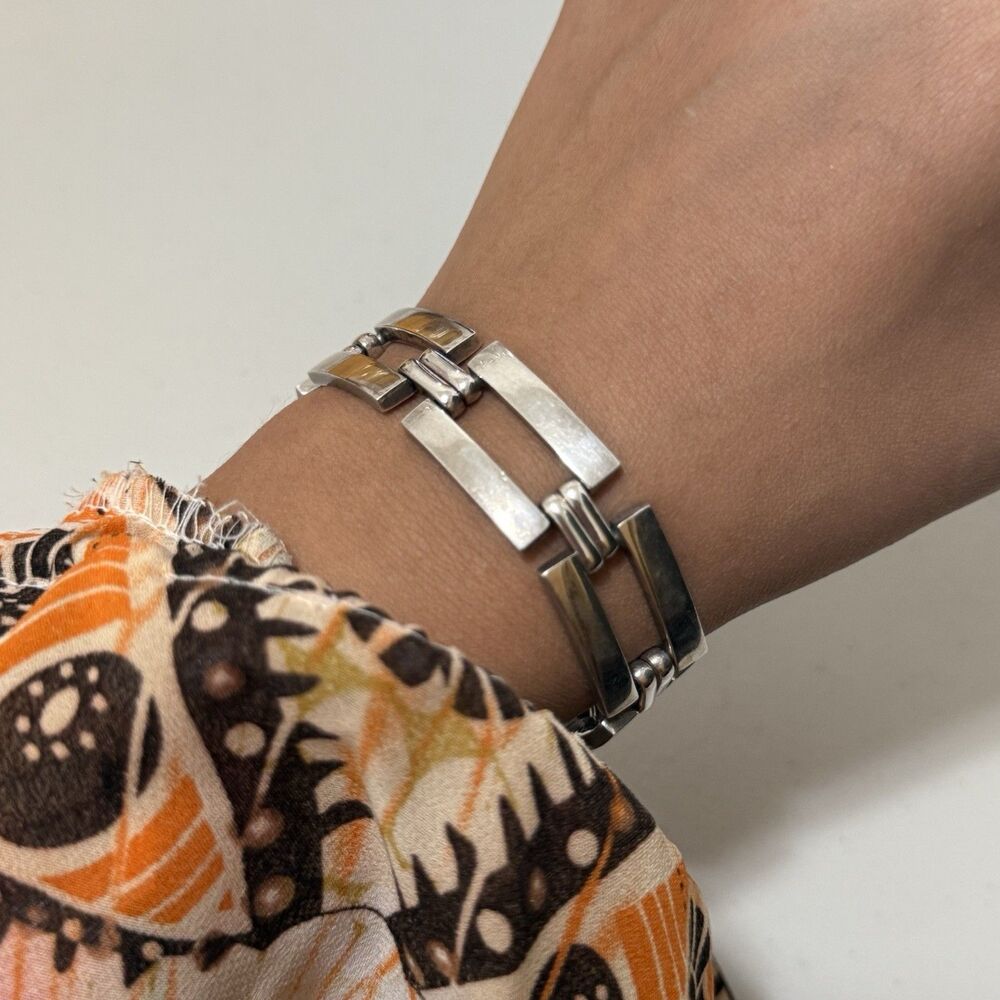 Vintage Mexico Sterling Heavy Toggle Clasp Bracelet